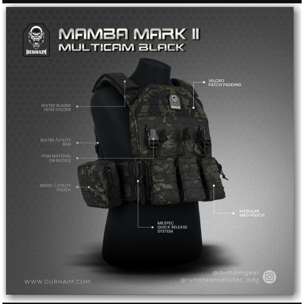 BODYVEST MAMBA MARK II MULTICAMBLACK DURHAIM