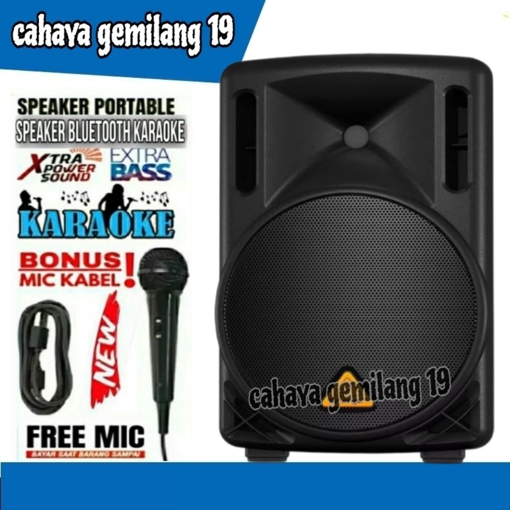 Bluetooth Karaoke Free Mic Extra Bass Suara Bersih Murah/Spiker Aktif Music Wireless/Salon Polytron