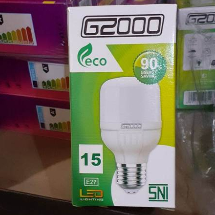1 pcs lampu LED 15 watt G2000 eco 90% energy terang putih hemat, cod