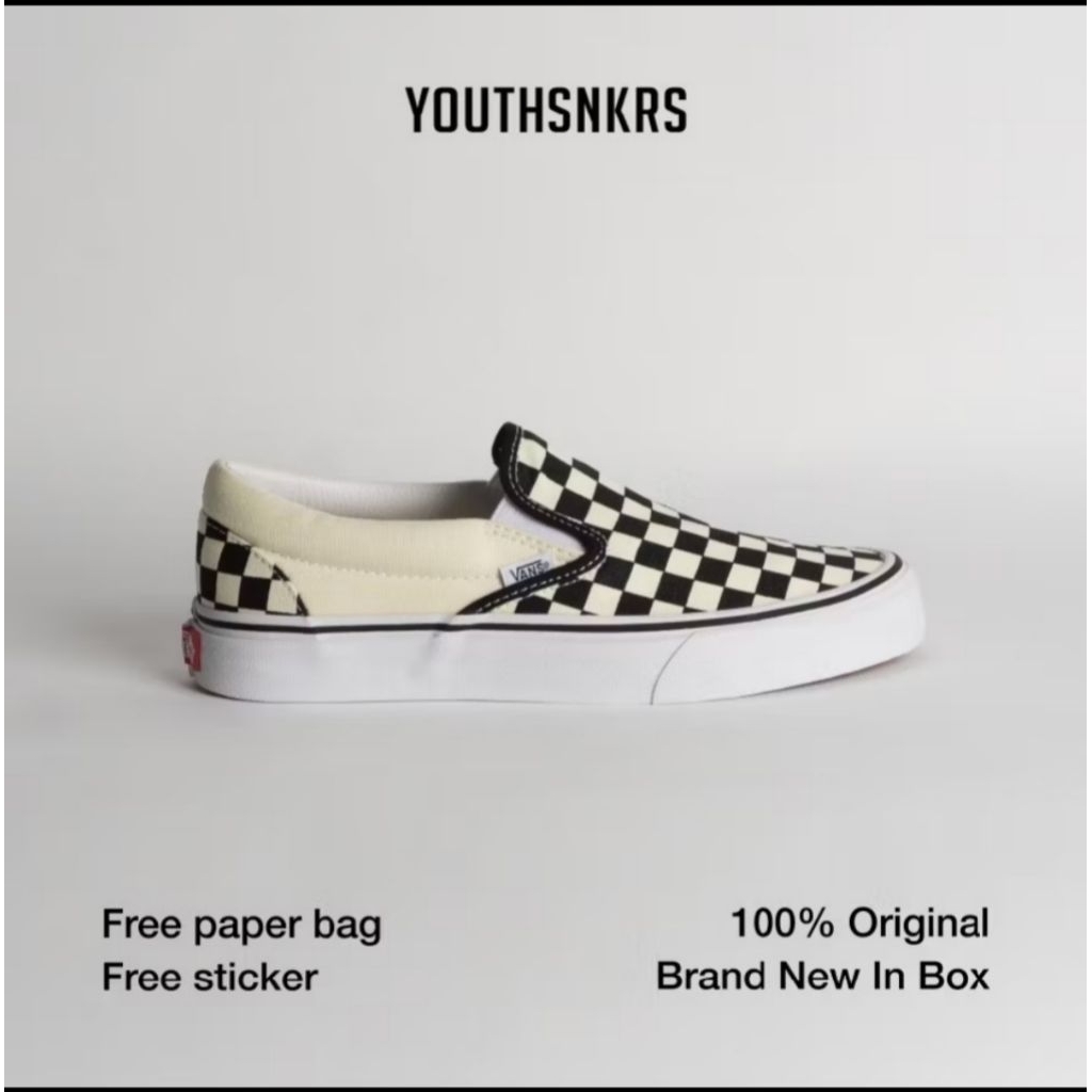 [SALE]  VANS SLIP CHECKERBOARD BLACK/WHITE | GLOBAL MARKET |  PRELOVE | SEPATU PRIA