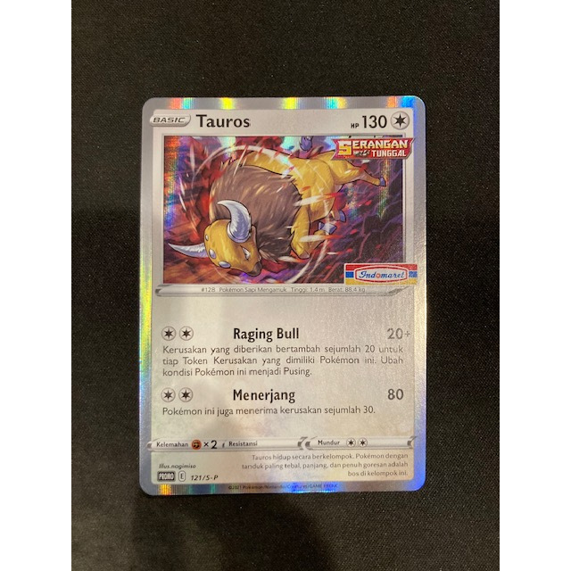 Kartu Koleksi TCG Pokemon Tauros Holo 121/S-P Promo Indomaret