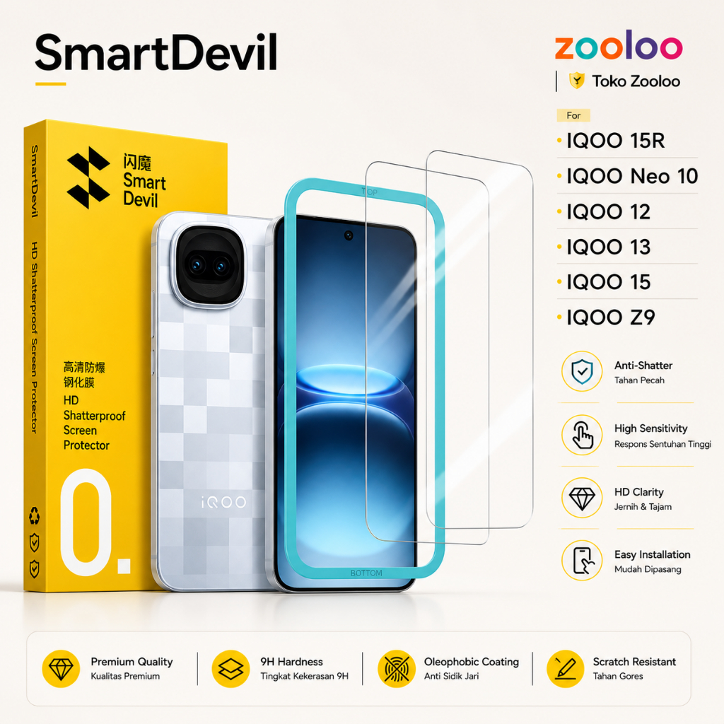 SmartDevil IQOO Z9 Neo 10 IQOO 12 13 15R Tempered Glass Pelindung Layar 2 Pcs