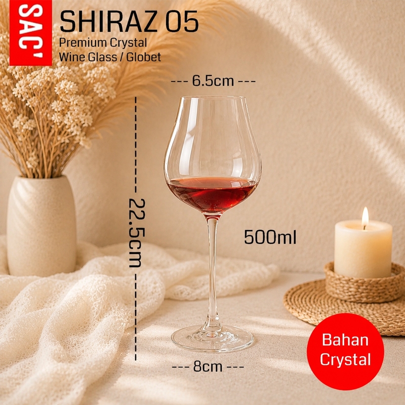 SHIRAZ 05 Gelas Wine Kaca Globet Wine Glass Anggur Crystal Glass Gelas Kristal Red Glass