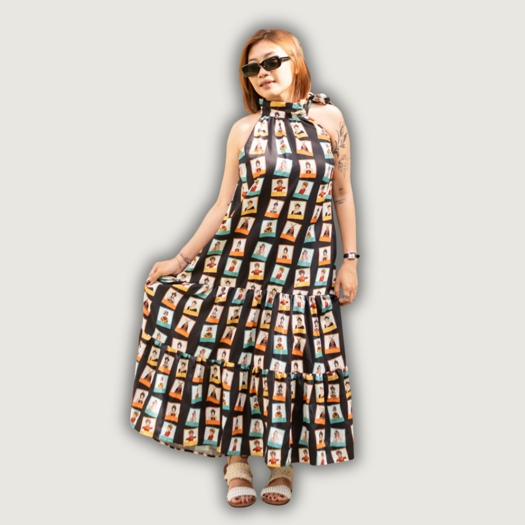 Dress Panjang Wanita HaluanBali – Motif Photocard Full Print Eksklusif, Katun Organik Adem Nyaman, D