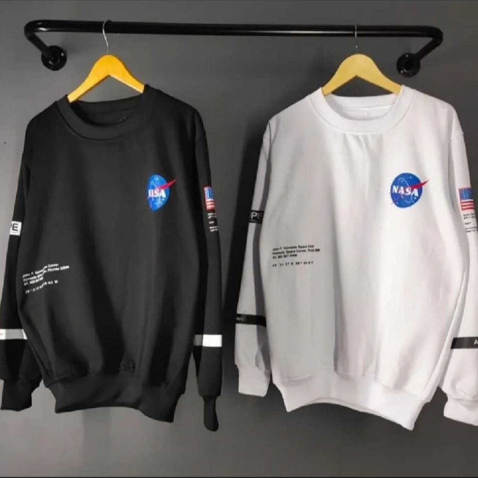 Sweater Crewneck Nasa - Sweater Basic Nasa Logo - Pria & Wanita