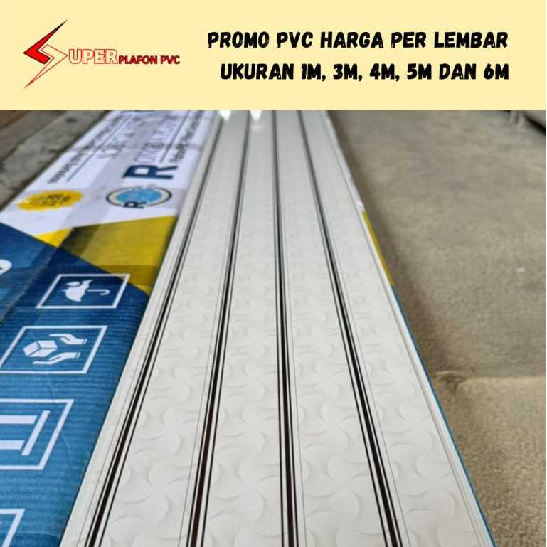 [PROMO] Per Lembar Plafon Pvc 8mm  Putih Garis Motif Glossy Plavon Murah Tebal Plafon Pvc Lembaran