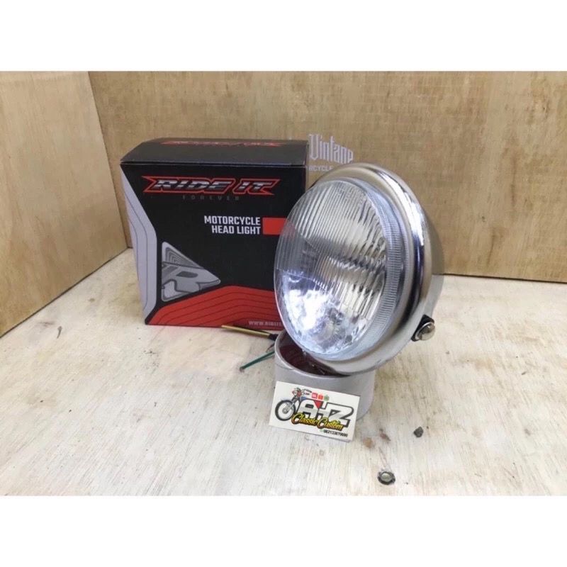 Lampu headlamp pesek hd h4 autopal crom kaca bening bagus import