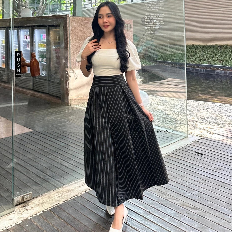 Rok Wanita Flare Midi Korean Style - Nyaman Dipakai, Kain Semiwol Lokal, Desain Elegan
