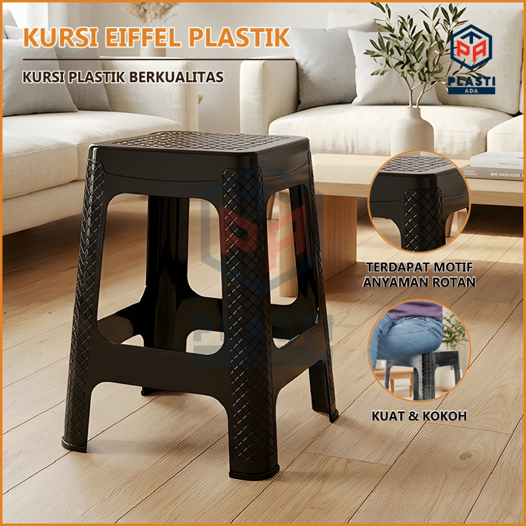 KURSI EIFFEL PLASTIK - Kursi Plastik Tinggi / Kursi Bakso / Bangku Tinggi Kokoh