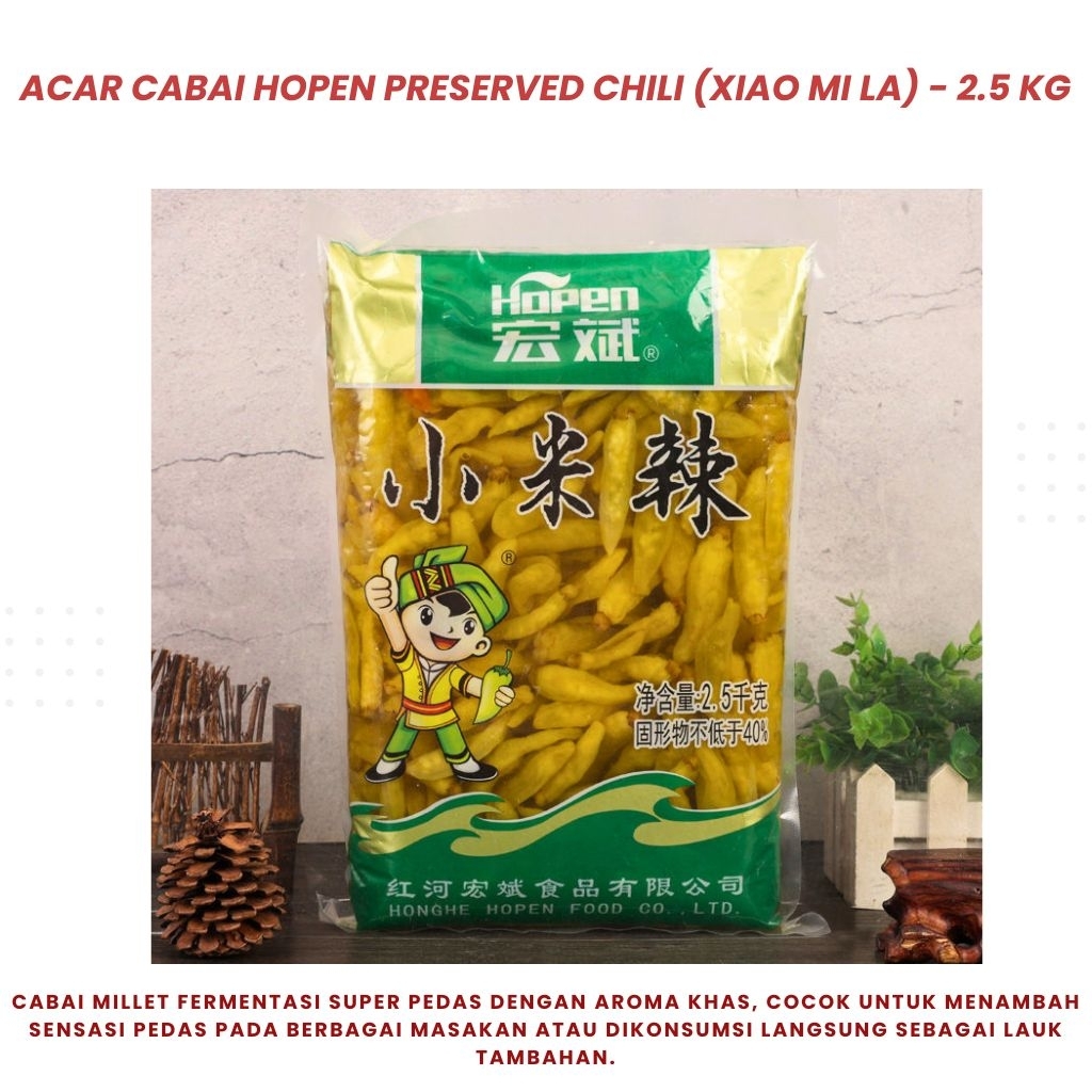 Acar Cabai Hopen Preserved Chili (Xiao Mi La) – 2.5kg