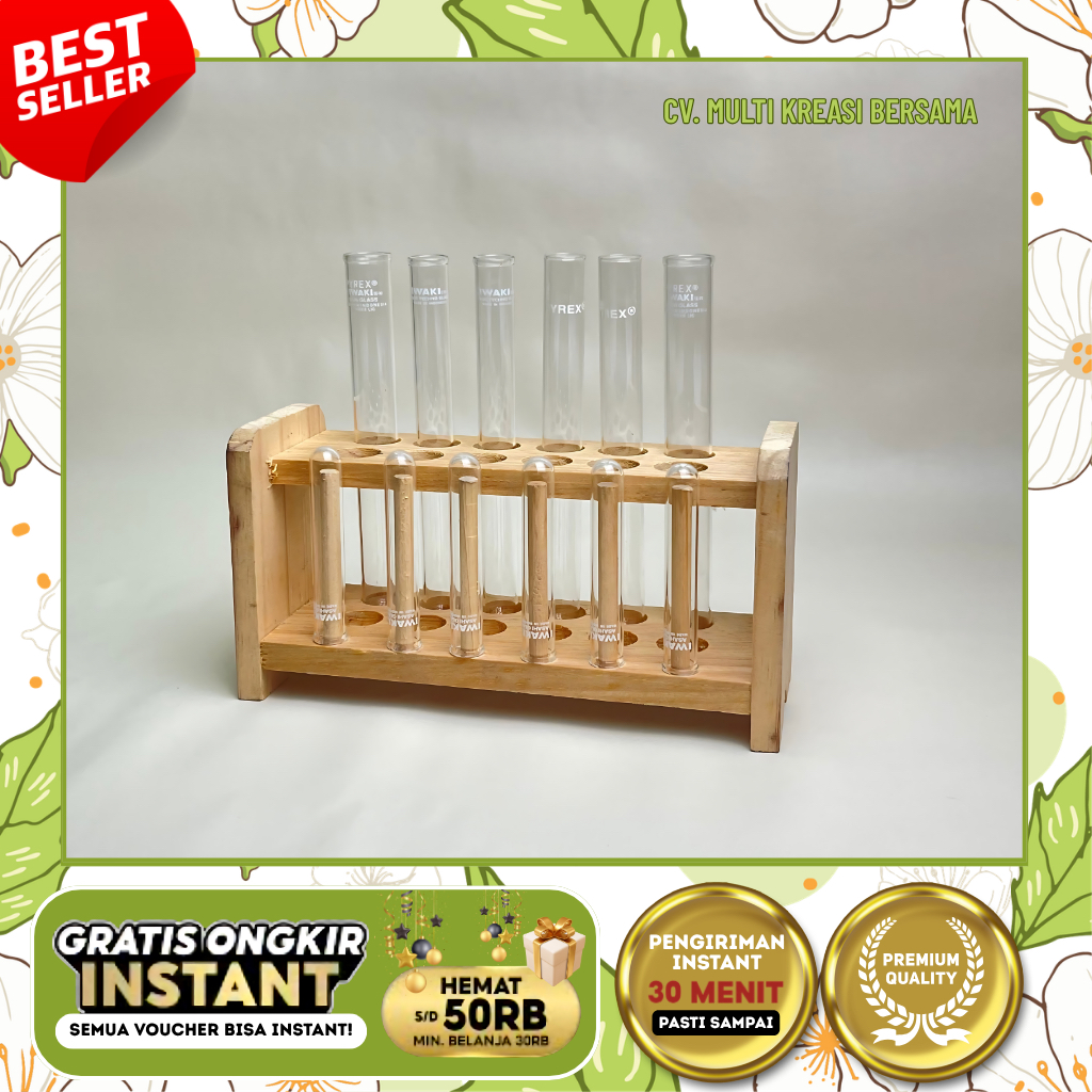 TABUNG REAKSI PYREX & IWAKI, TEST TUBE KACA BOROSILIKAT, TABUNG 12x75 MM, 13x100MM, 15x150 MM, 16x15