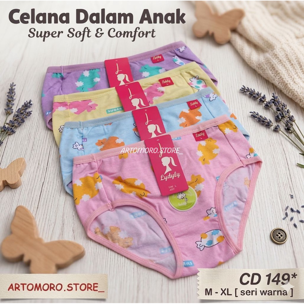 [3/6 Pcs] Celana Lydyly Anak 149 | Cd Anak Perempuan Bahan Katun | Cd Anak Cewek Motif Karakter | Ly