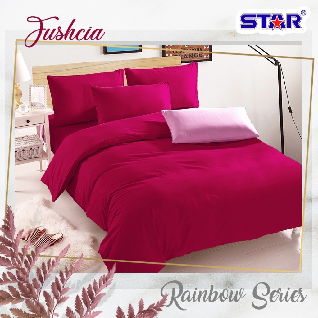 Sprei Set Katun Star Polos Fushia