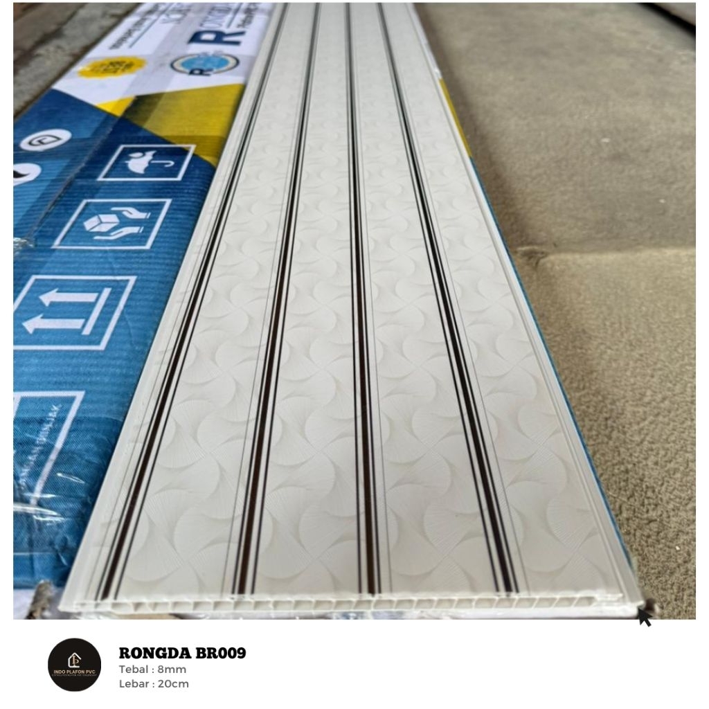 Plafon PVC Putih Glossy Motif Garis BR009 (Perlembar)