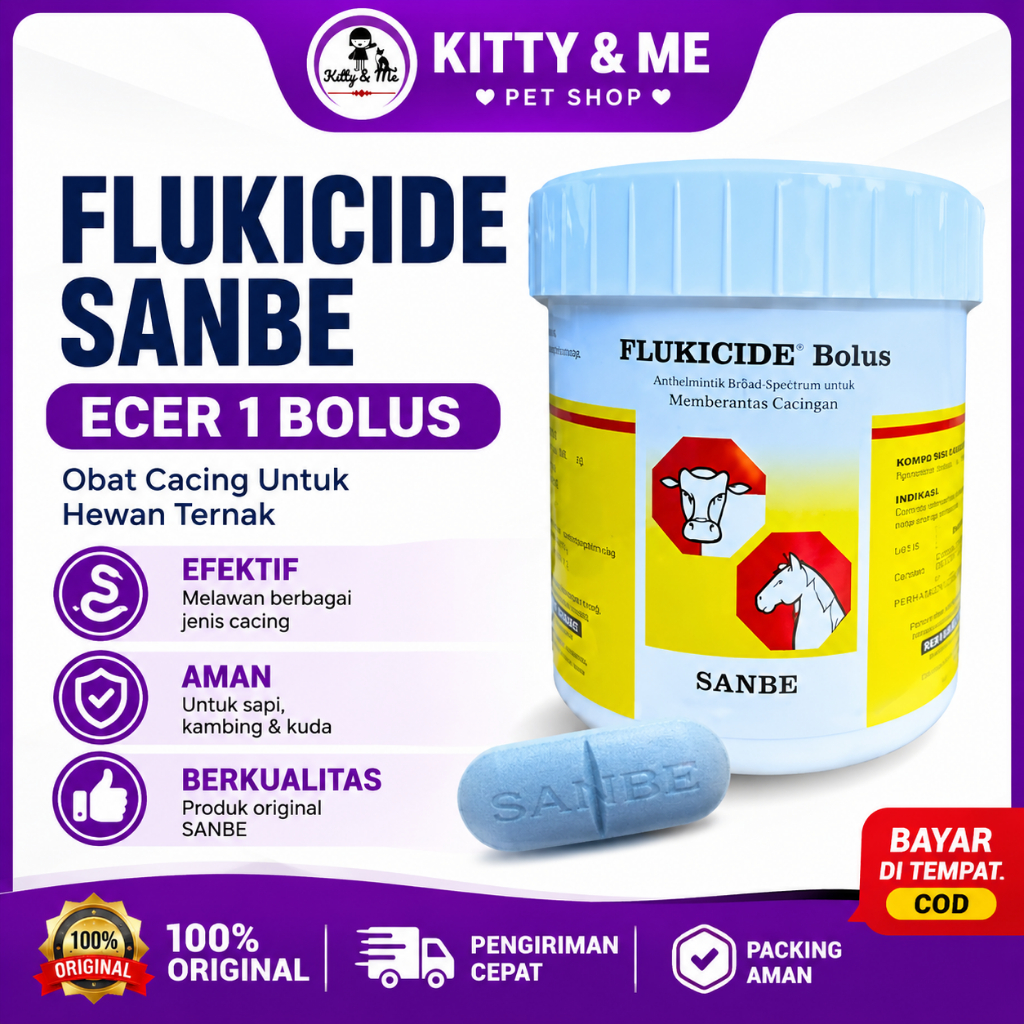 FLUKICIDE SANBE ECER 1 BOLUS - Obat Cacing Untuk Hewan Ternak