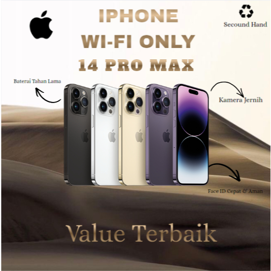 IPHONE 14 PRO MAX WIFI ONLY 128GB/256GB SECOND FULLSET