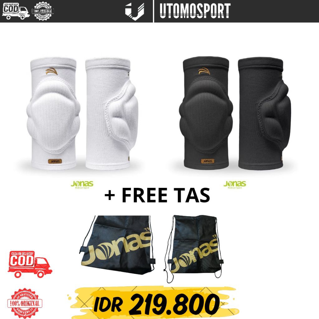 KNEEPAD X3 - BLACK WHITE JONAS PELINDUNG LUTUT FUTSAL VOLY