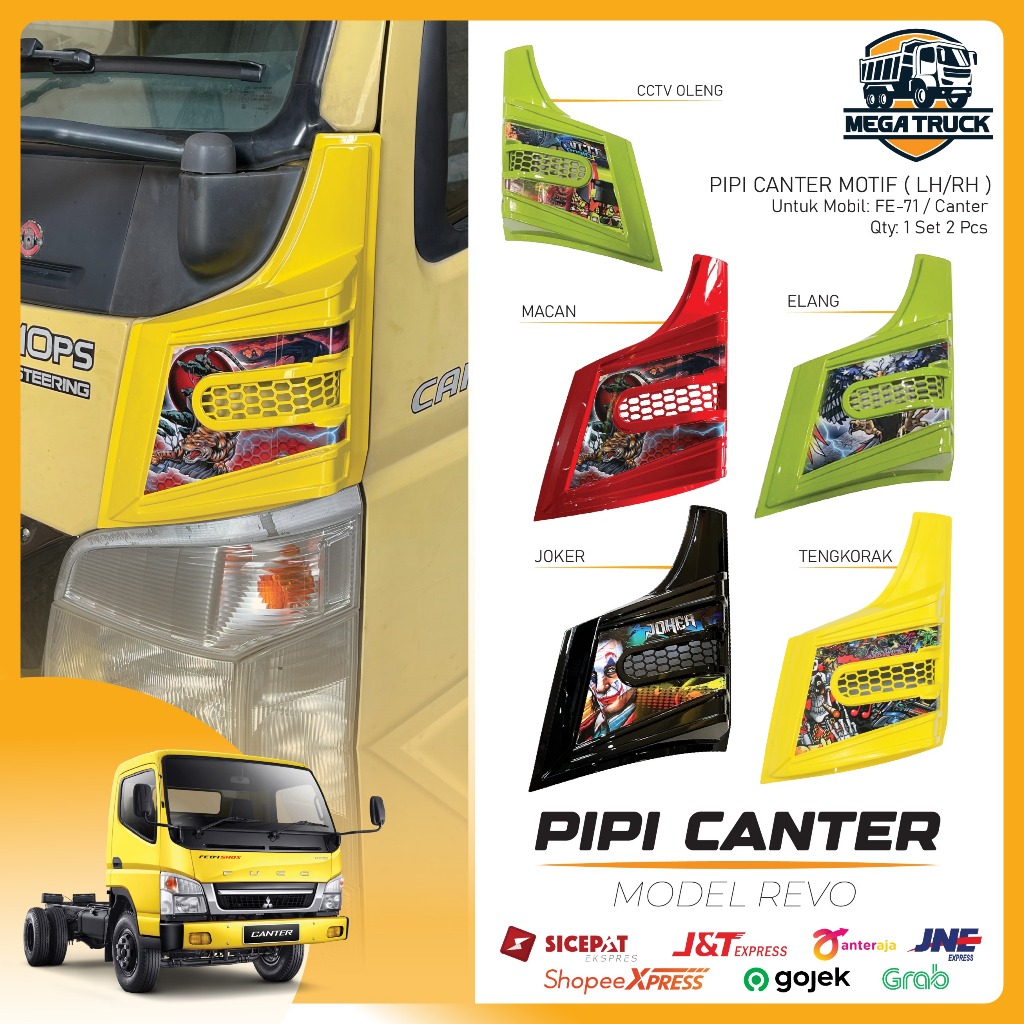 PIPI CANTER 110 MODEL REVO HIJAU KUNING HITAM MERAH BERMOTIF AKSESORIS TRUK