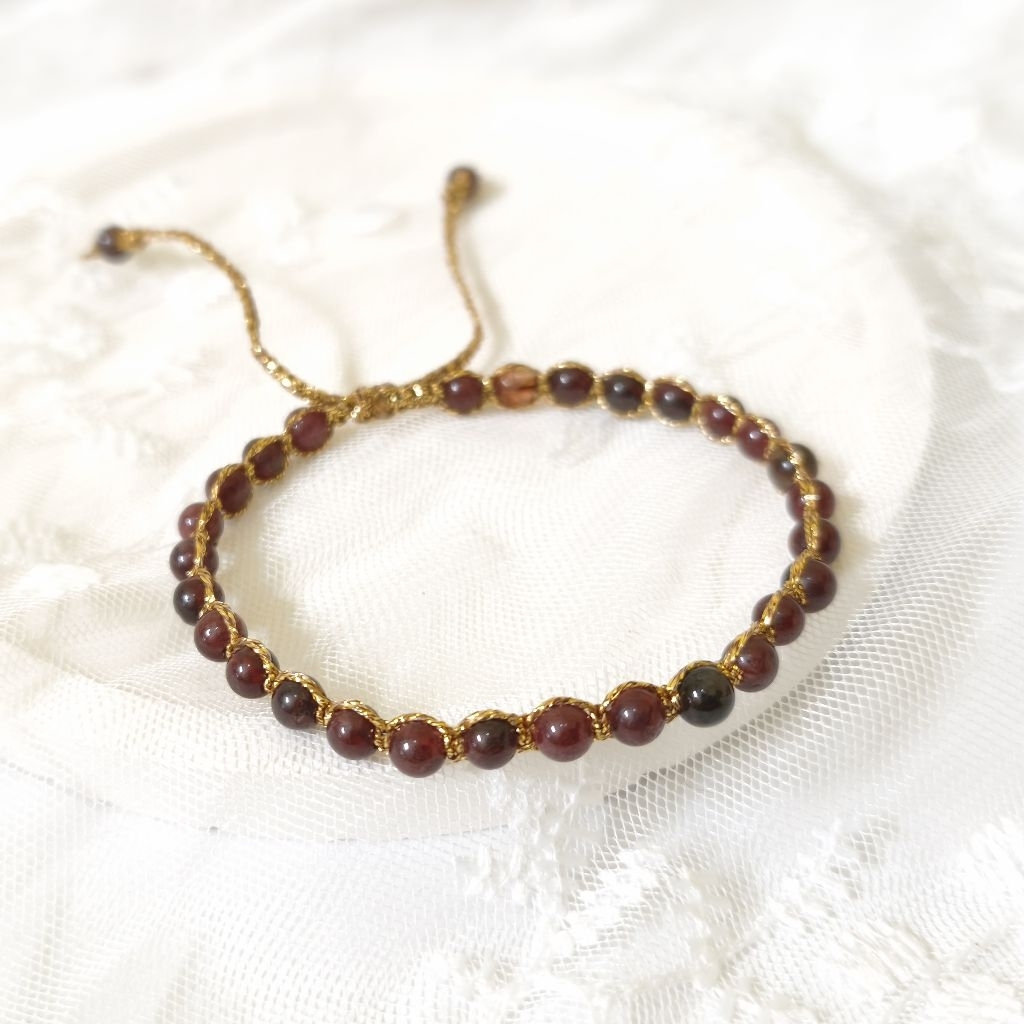 BRACELET DARK GARNET STONES AGATE TALI SAMAPURA