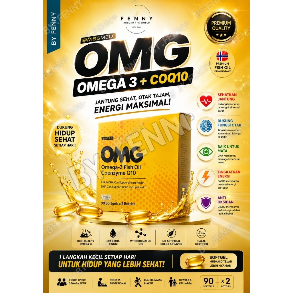 SWISSmed - OMG - Omega3 Fish Oil - CoQ10 - Original MALAYSIA