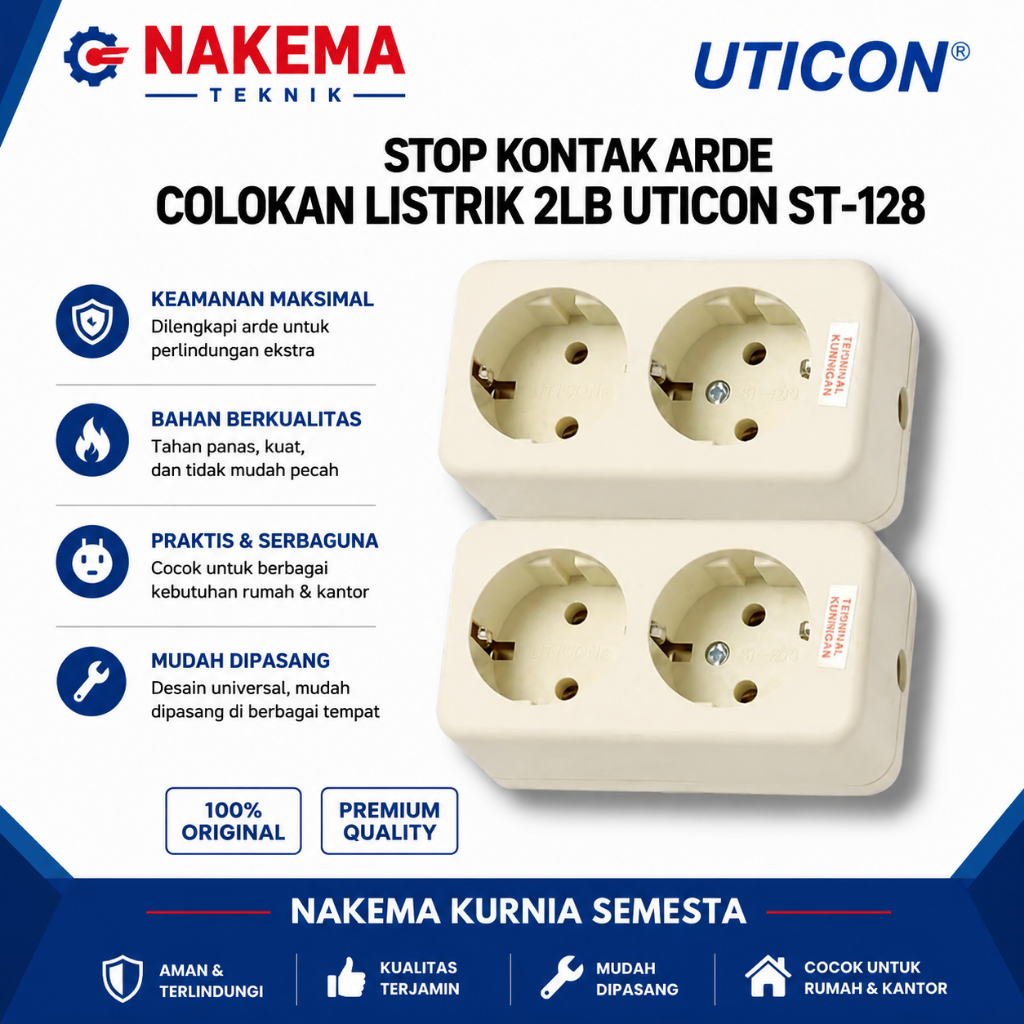 COLOKAN LISTRIK 2 LUBANG UTICON 100% ORIGINAL