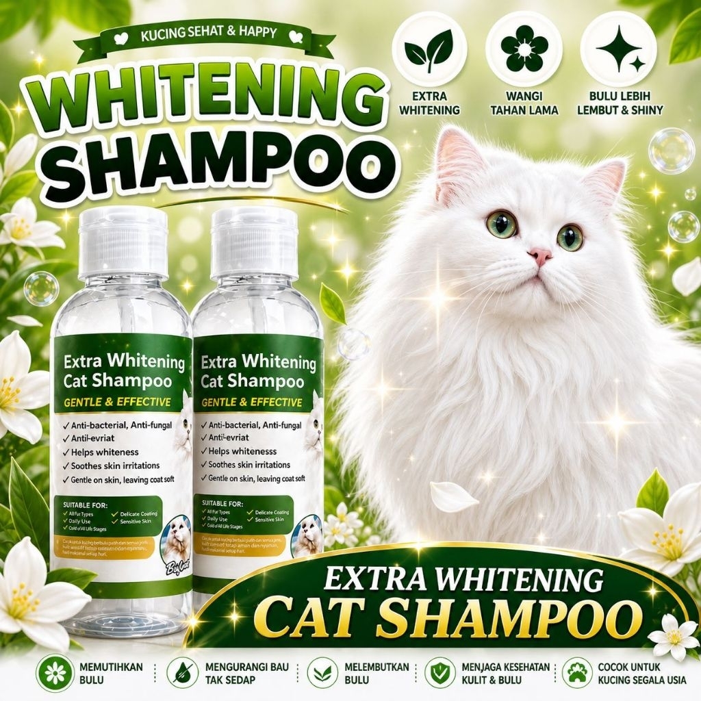 WHITENING SHAMPOO FLIPTOP GROSIR - Shampoo Plus Degreaser & Conditioner Kucing Putih Grooming Kucing
