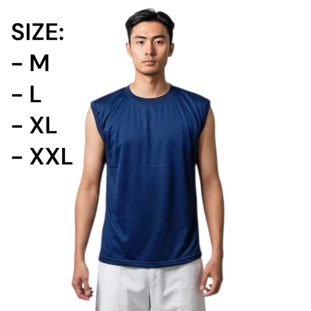 Kaos Oblong Navy Pria Dewasa Tanpa Lengan Casual