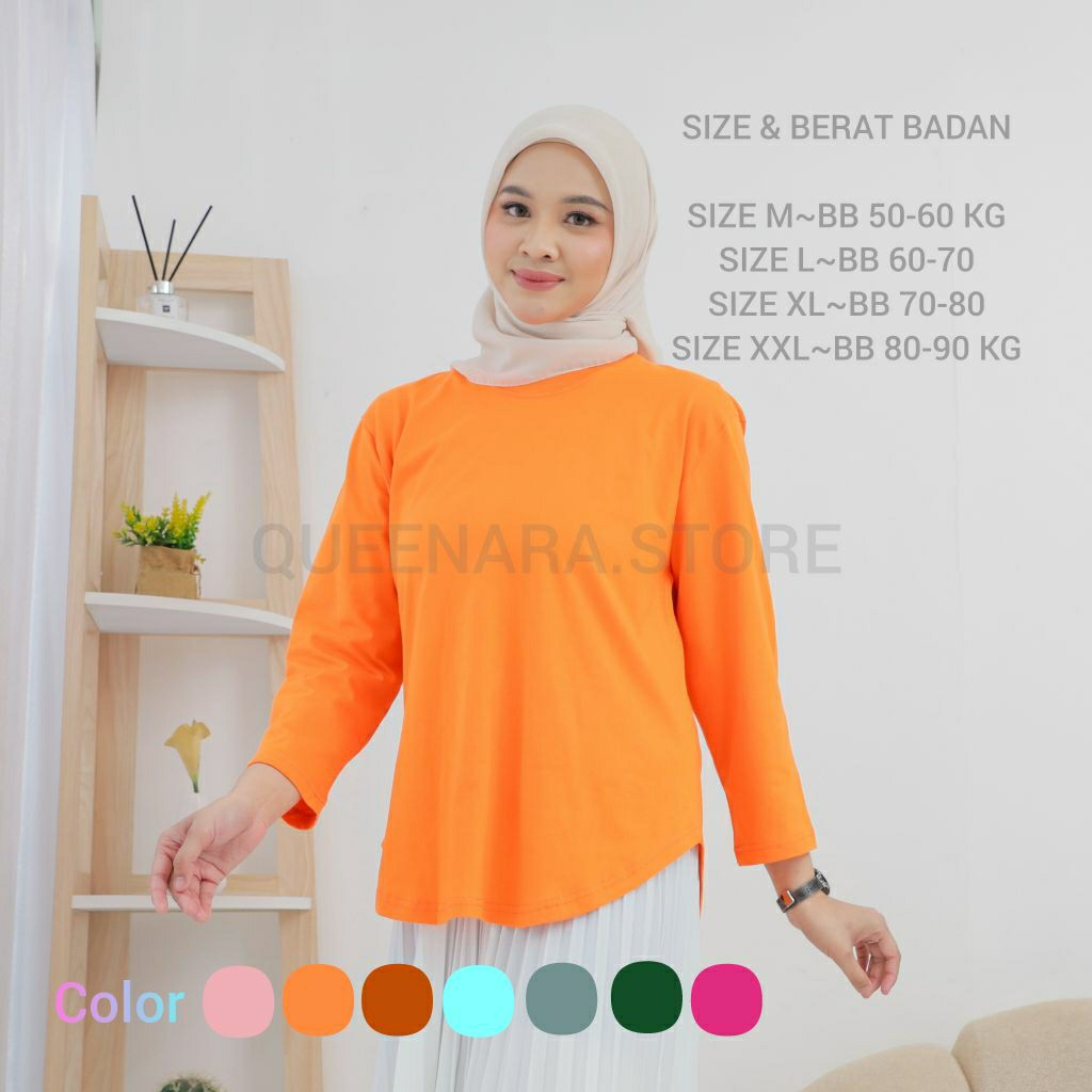 Atasan Kaos Polos Wanita Bahan katun Kaos Oversize Jumbo