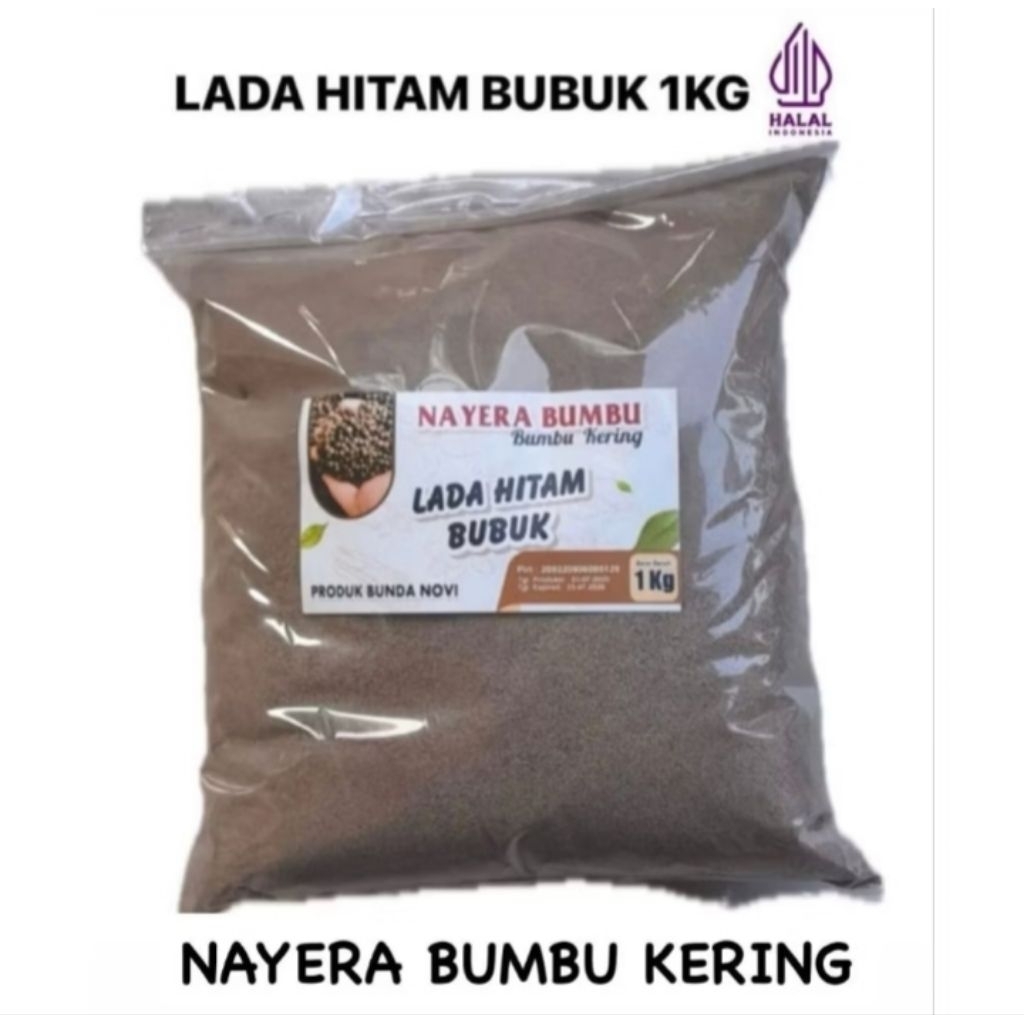 LADA HITAM BUBUK KERING /BUMBU MASAKAN ALAMI KEMASAN 1 KILO GRAM