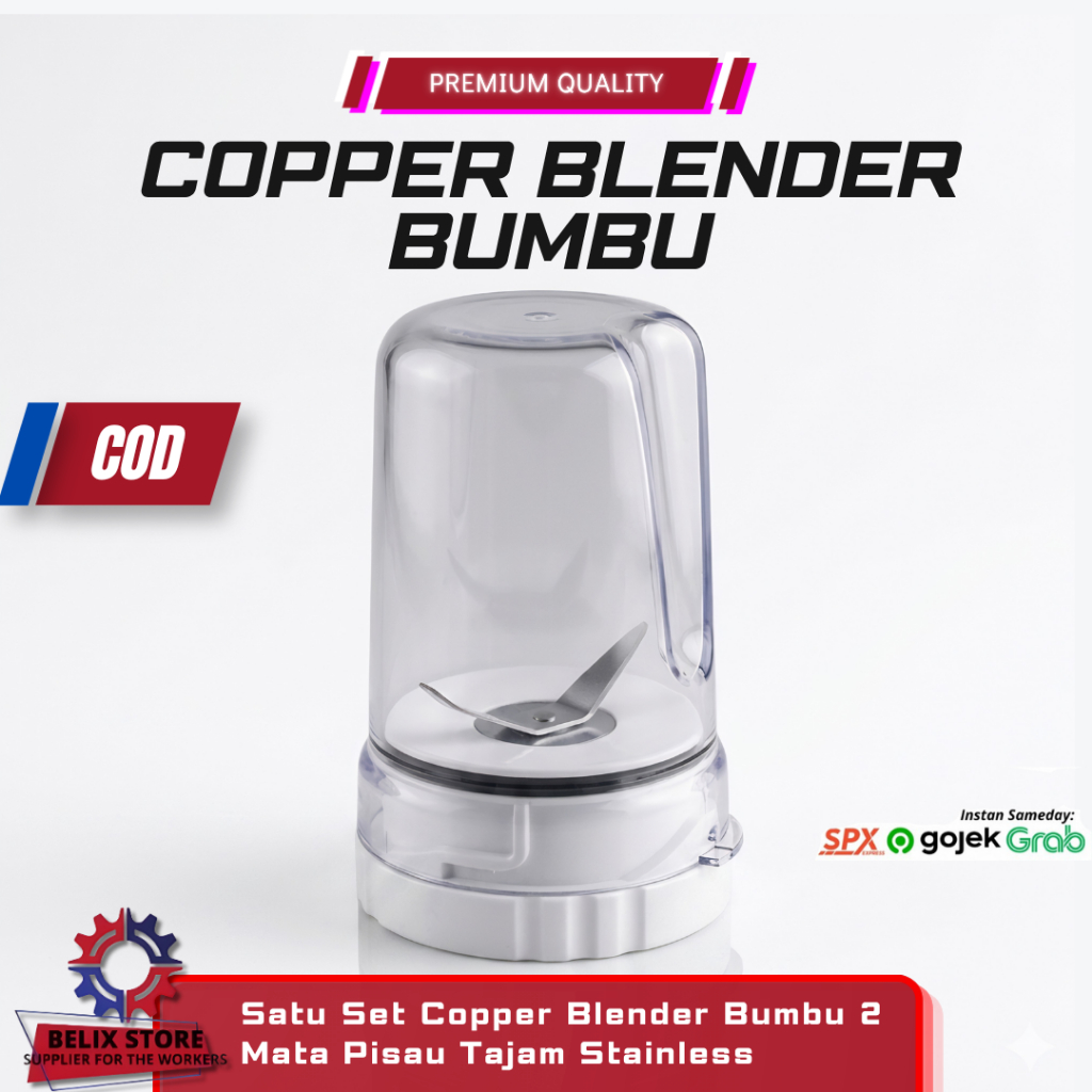 Set Copper Blender Monting dan Gelas 1 Set untuk Merk Philips Type HR 2115 2116 2061 2071 - Kitchenw