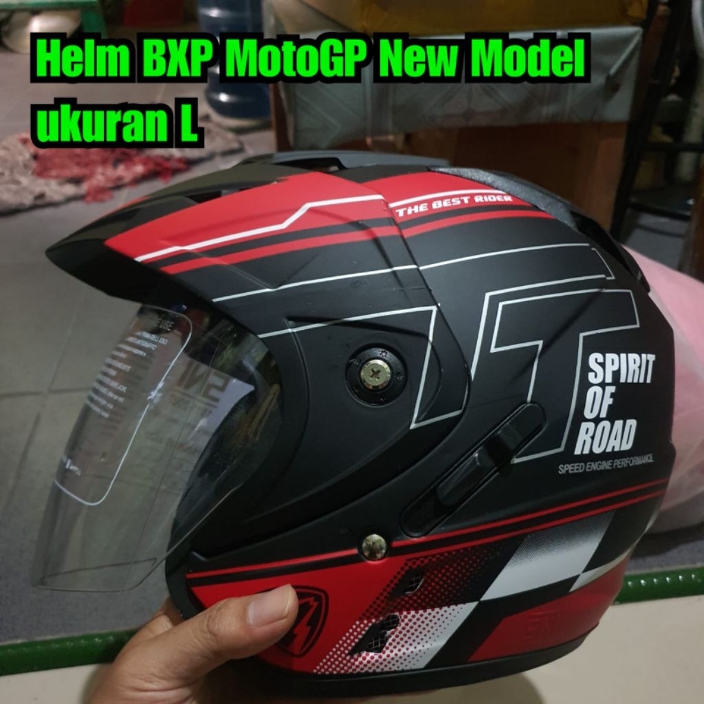 Helm Motor MotoGP DoubleVisor SNI Merah Hitam Helm DMN Helem Sport Keren Helm Motogp