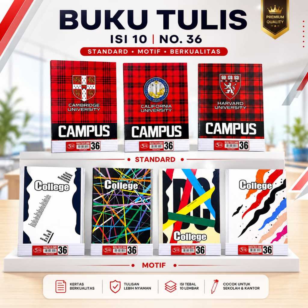 Buku Tulis  Campus Sekolah  36 Tebal Besar 1Pack 10Pcs