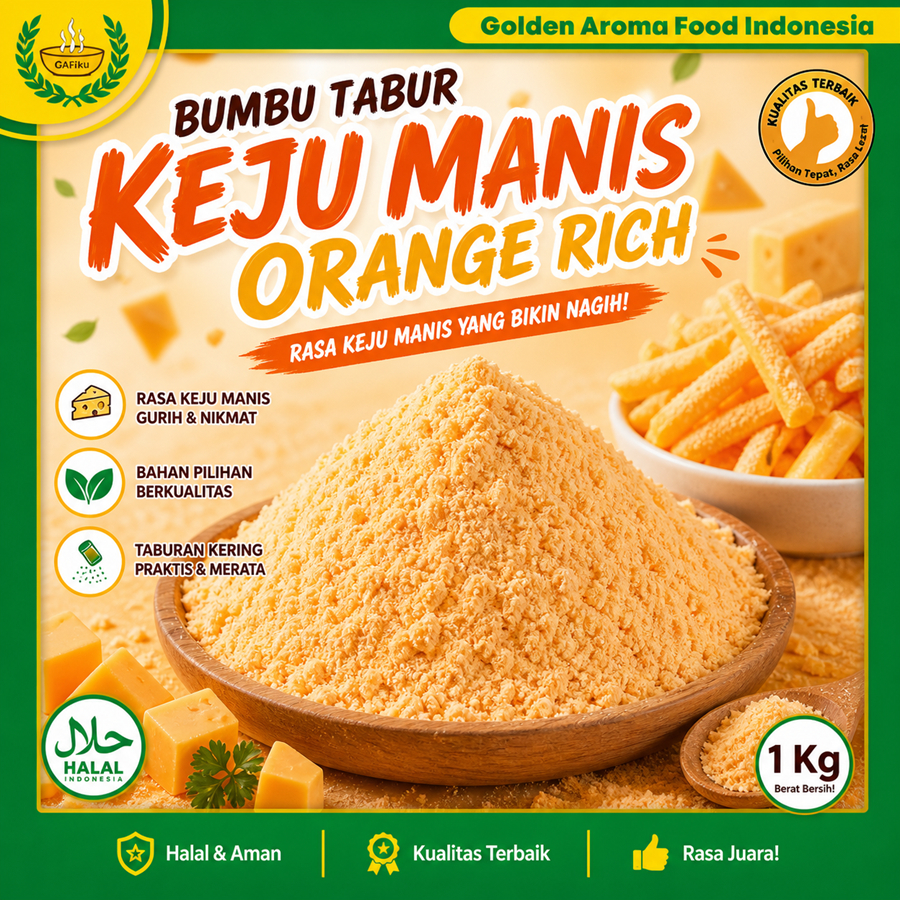 Bumbu Tabur Rasa Keju Manis ala Biskuit Richeese, Jual Bubuk Tabur Sweet Cheese Richeese Murah GAFI