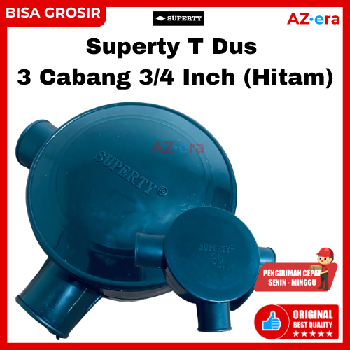 SUPERTY T Dus 3/4 Inch Hitam TDUS 3 Cabang Besar Pipa Listrik 20mm Sambungan T Box