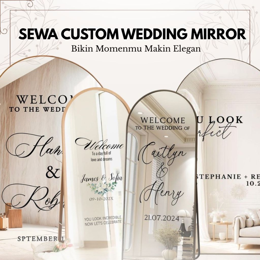 Sewa Cermin Standing Aesthetic Dekorasi Pernikahan | Sewa Cermin Welcome Wedding