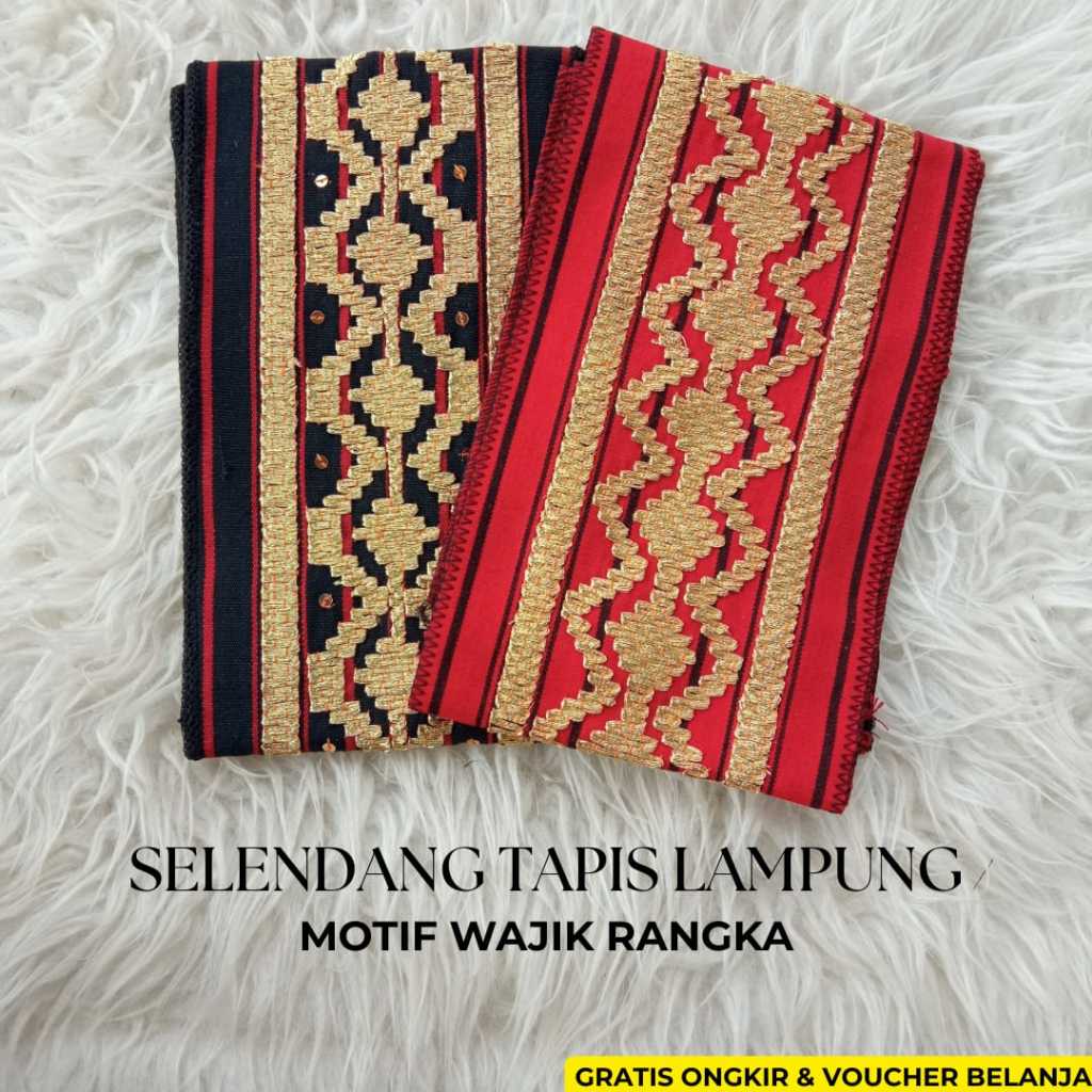 Selendang/Bisban Sulam Tapis Lampung - Bisban Tapis Wajik Rangka - Selendang Acara Khas Lampung - La