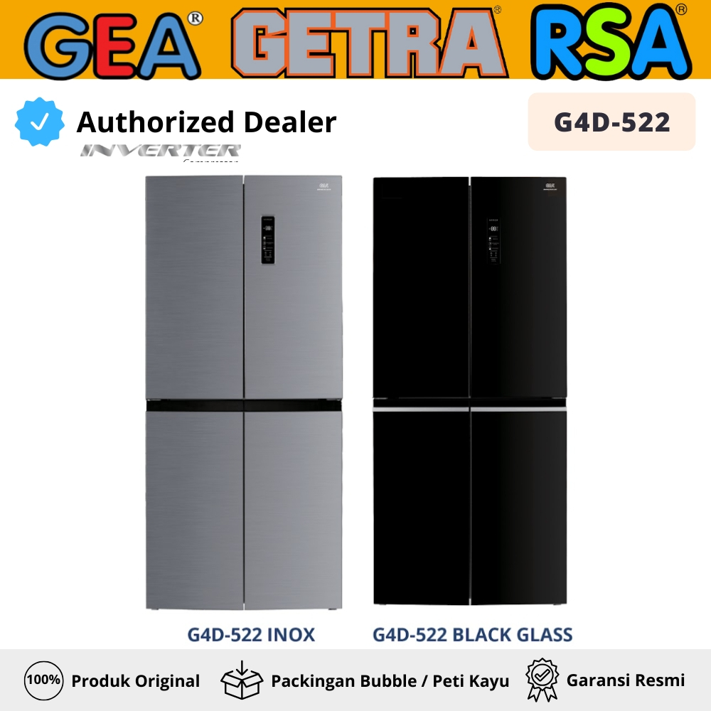 GEA - KULKAS 4 PINTU G4D-522 (BLACK) I KULKAS 4 PINTU INVERTER KAPASITAS 522 LITER