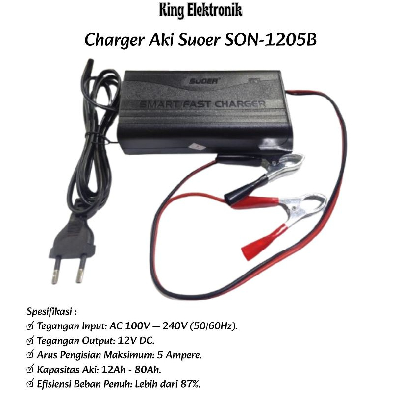 Charger Accu Cas Aki Smart Fast Charger Souer SON-1205B 5A