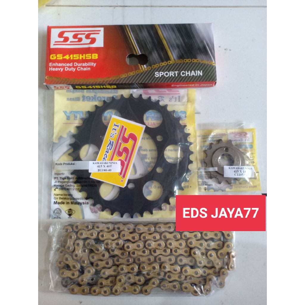 gir sss black/hitam 415 rantai gold sss ninja 150 R/ninja 150 RR/ninja 150 ss