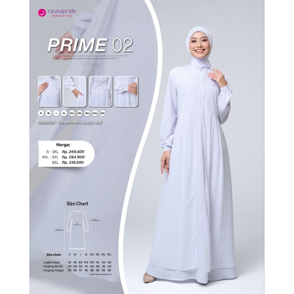 GAMIS RAUNA SPESIAL PRIME 02 BY RAUNA PRIDE , GAMIS HITAM, GAMIS PUTIH