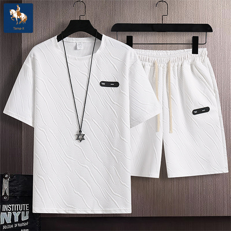 Tamp-X Outfit Set Pria Korean Style – Kaos Oversize + Celana Pendang Pinggang Karet | Baju Pria Terb