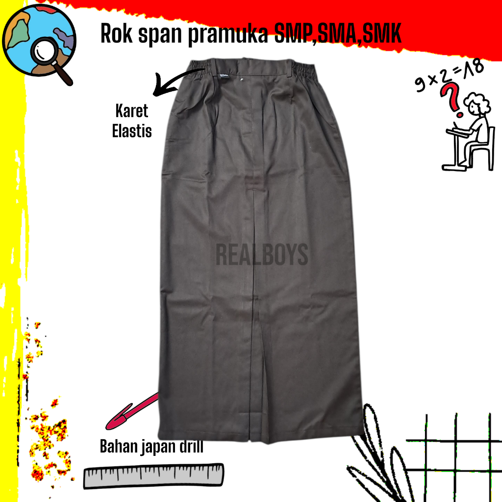 Rok Span Pramuka Rok Seragam Pramuka SMP SMA SMK Bahan Japan Drill