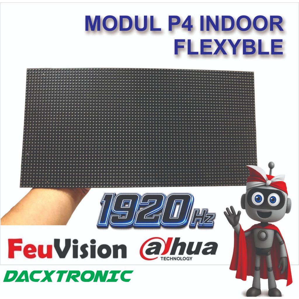 Panel LED Flexible P4 RGB Indoor SMD Module HUB75 Videotron Lengkung Running Text