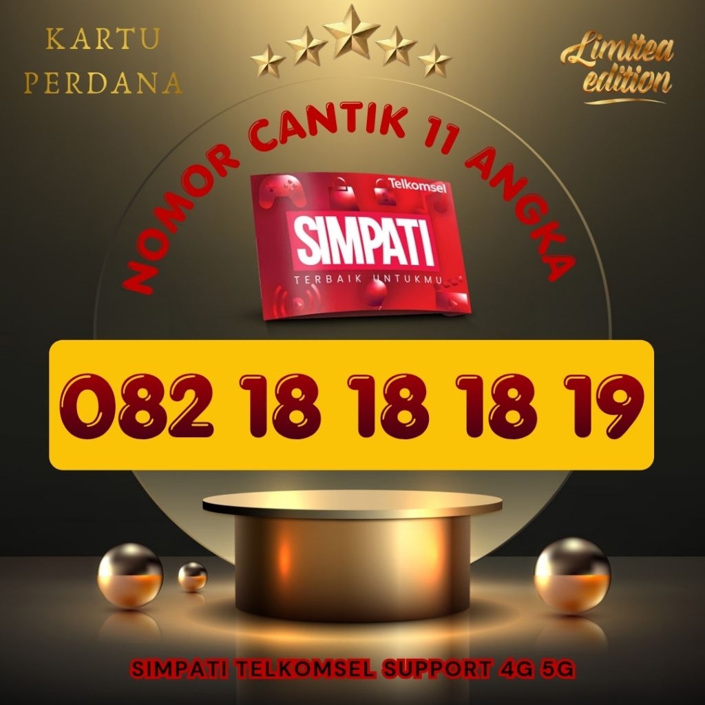 NEW 1818 Nomor Cantik Simpati 11digit 11angka 4G 5G Telkomsel Simpati 3G 4G 5G Kartu Perdana Telkoms