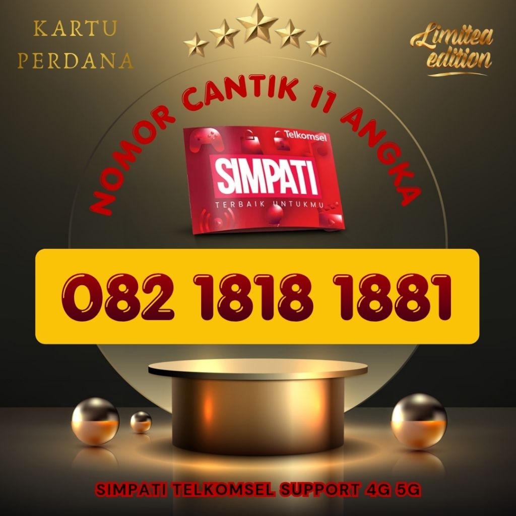 NEW 1818 Nomor Cantik Simpati 11digit 11angka 4G 5G Telkomsel Simpati 3G 4G 5G Kartu Perdana Telkoms