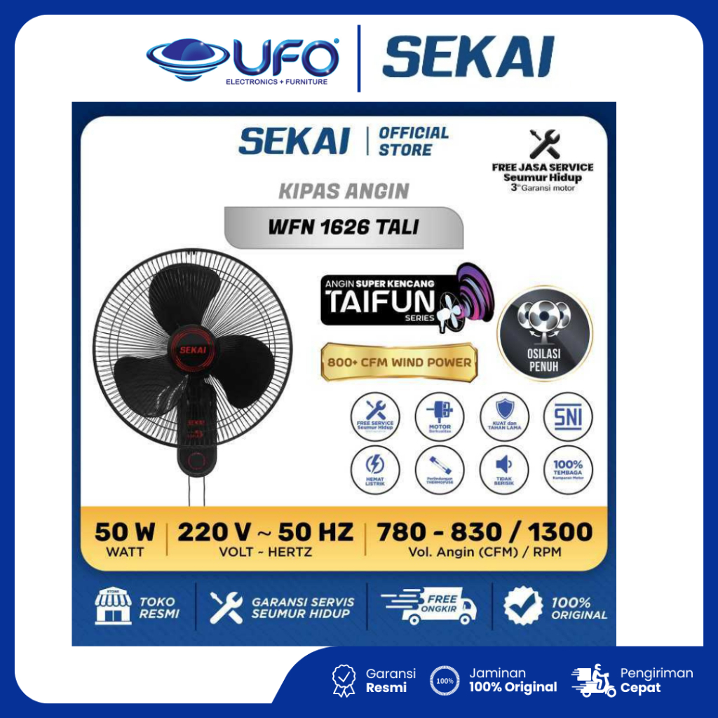 Sekai Kipas Angin Dinding 16 Inch WFN1626 / WFN1626 Taifun / WFN1626 RC