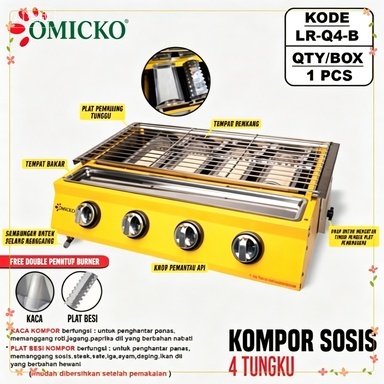 OMICKO Kompor Sosis Bakar / Kompor Panggang  4 Tungku