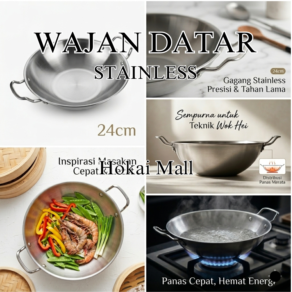 [ HOT SALE ] PROMO - Wajan Stainless Steel Model Datar Serbaguna Kuali Datar Anti Lengket