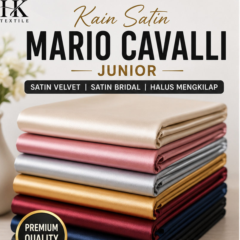 Kain Satin Mario Cavalli Junior / Satin Velvet / Satin Bridal Halus Mengkilap Lebar 150cm Bahan Dres