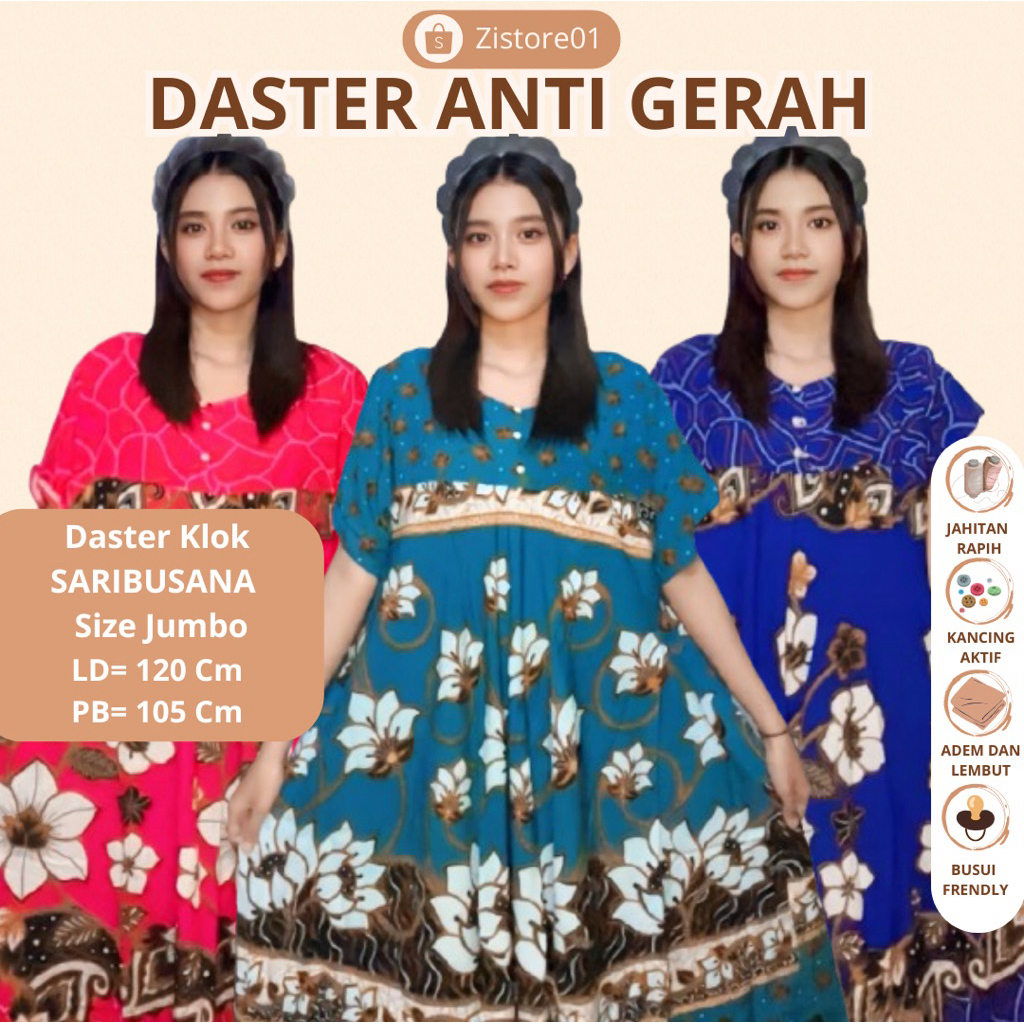 Homedress Baju Daster Klok Payung Jumbo SariBusana Wanita Bahan Adem Anti Gerah Terlaris - Zistore01